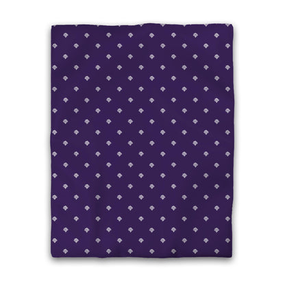 Purple Cotton Sateen Duvet Cover, Off-white Hand-painted Swizzle Motif Print, CSDU-1143-172, Twin - 178 x 229 cm / 70 x 90 inches