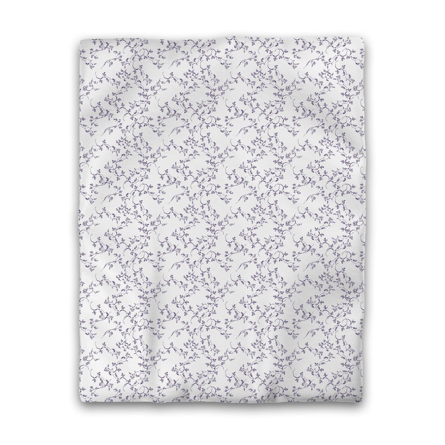 Off-white Cotton Sateen Duvet Cover, Purple Hand-painted Vine Print, CSDU-1143-181, Twin - 178 x 229 cm / 70 x 90 inches