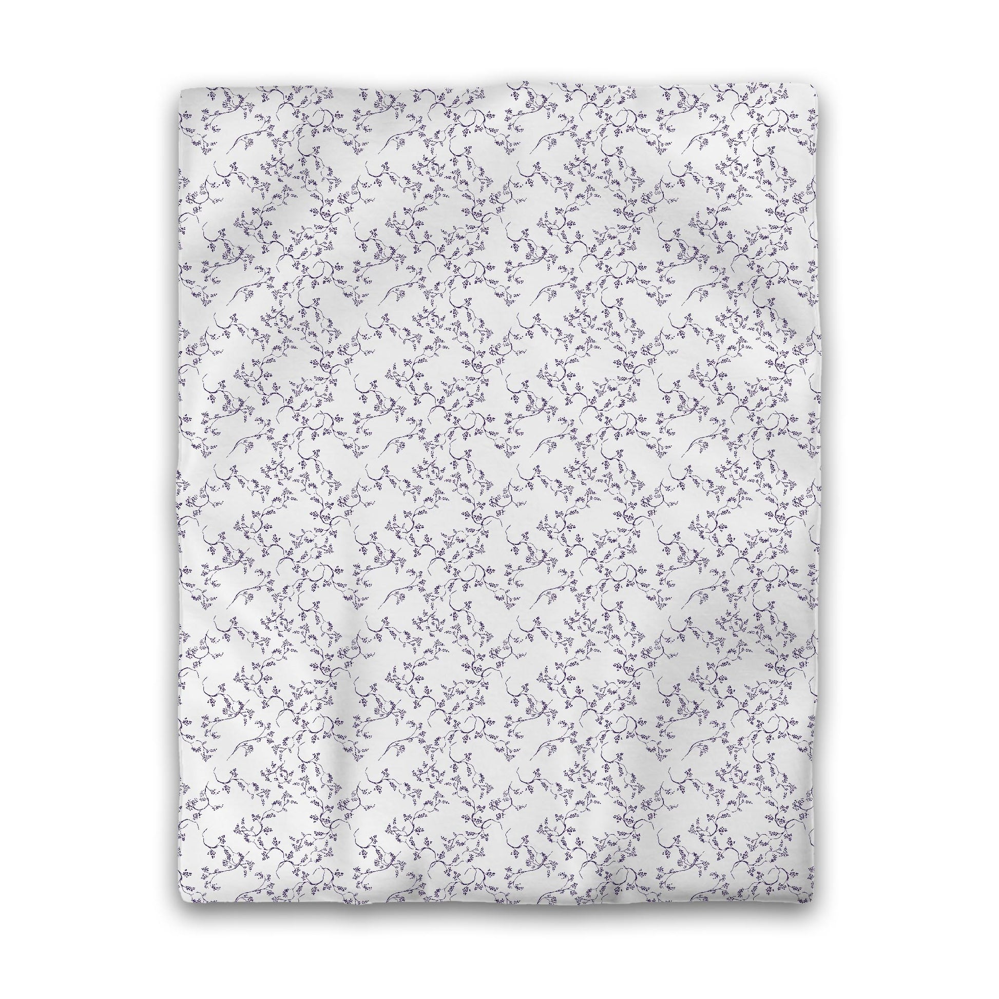 Off-white Cotton Sateen Duvet Cover, Purple Hand-painted Vine Print, CSDU-1143-181, Twin - 178 x 229 cm / 70 x 90 inches