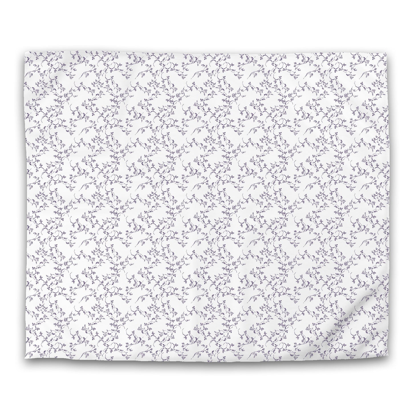 Off-white Cotton Sateen Duvet Cover, Purple Hand-painted Vine Print, CSDU-1143-181, King - 269 x  234 cm / 106 x 92 inches