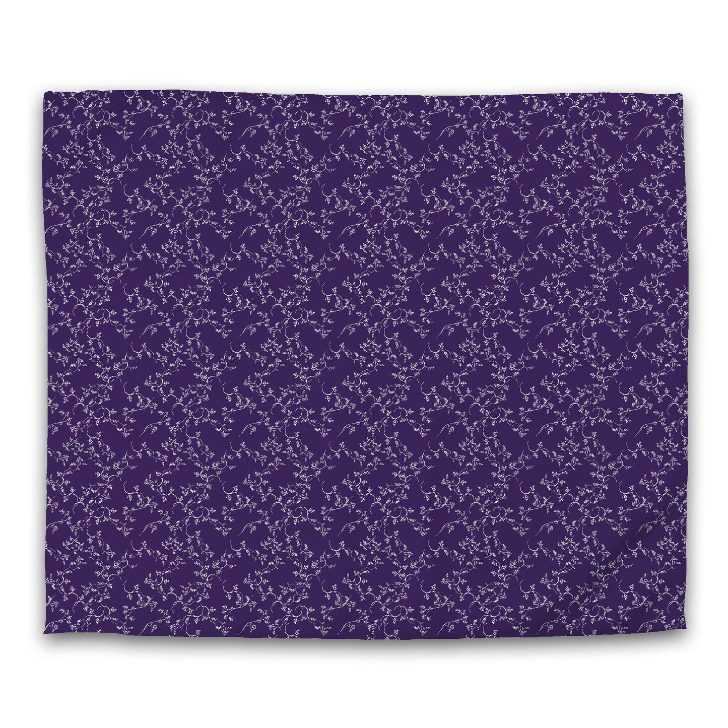 Purple Cotton Sateen Duvet Cover, Off-white Hand-painted Vine Print, CSDU-1143-182, King - 269 x  234 cm / 106 x 92 inches