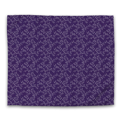 Purple Cotton Sateen Duvet Cover, Off-white Hand-painted Vine Print, CSDU-1143-182, King - 269 x  234 cm / 106 x 92 inches