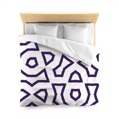 Off-white Cotton Sateen Duvet Cover, Bold Purple Graphic, CSDU-1143-391, Queen - 229 x 229 cm / 90 x 90 inches