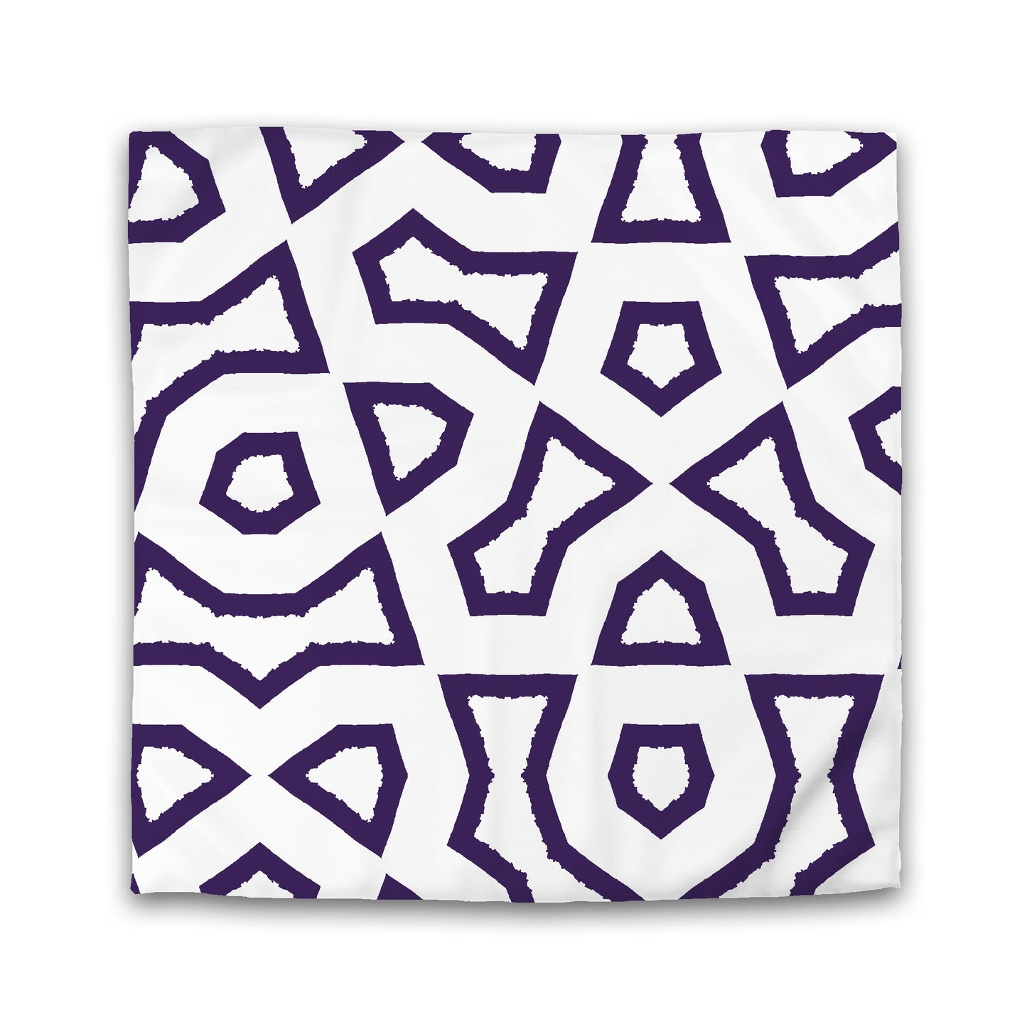Off-white Cotton Sateen Duvet Cover, Bold Purple Graphic | CSDU-1143-391