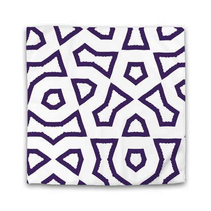 Off-white Cotton Sateen Duvet Cover, Bold Purple Graphic | CSDU-1143-391