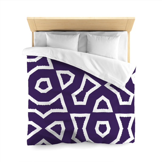 Purple Cotton Sateen Duvet Cover, Bold Off-white Graphic, CSDU-1143-392, Queen - 229 x 229 cm / 90 x 90 inches