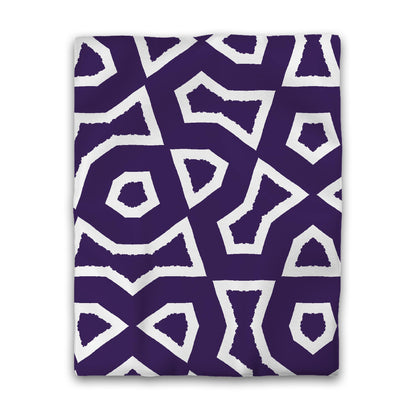 Purple Cotton Sateen Duvet Cover, Bold Off-white Graphic, CSDU-1143-392, Twin - 178 x 229 cm / 70 x 90 inches