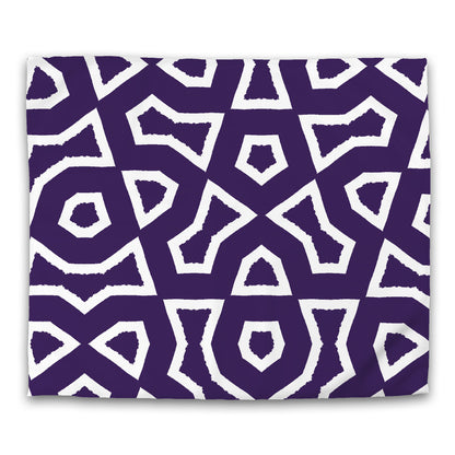 Purple Cotton Sateen Duvet Cover, Bold Off-white Graphic, CSDU-1143-392, King - 269 x  234 cm / 106 x 92 inches