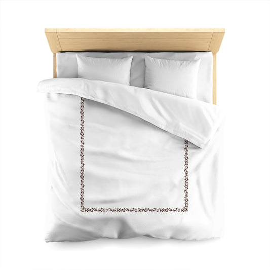 Off-white Cotton Sateen Duvet Cover, Brown Hand-painted Dab Motif Print, Classic Border, CSDU-1161-091, Queen - 229 x 229 cm / 90 x 90 inches