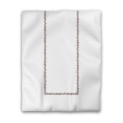 Off-white Cotton Sateen Duvet Cover, Brown Hand-painted Dab Motif Print, Classic Border, CSDU-1161-091, Twin - 178 x 229 cm / 70 x 90 inches