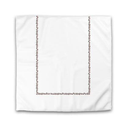 Off-white Cotton Sateen Duvet Cover, Brown Hand-painted Dab Motif Print, Classic Border | CSDU-1161-091