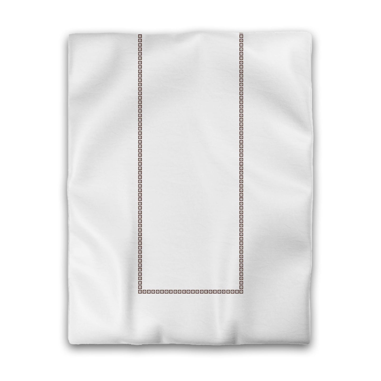 Off-white Cotton Sateen Duvet Cover, Brown Repeating Square Motif Print, Classic Border, CSDU-1161-121, Twin - 178 x 229 cm / 70 x 90 inches