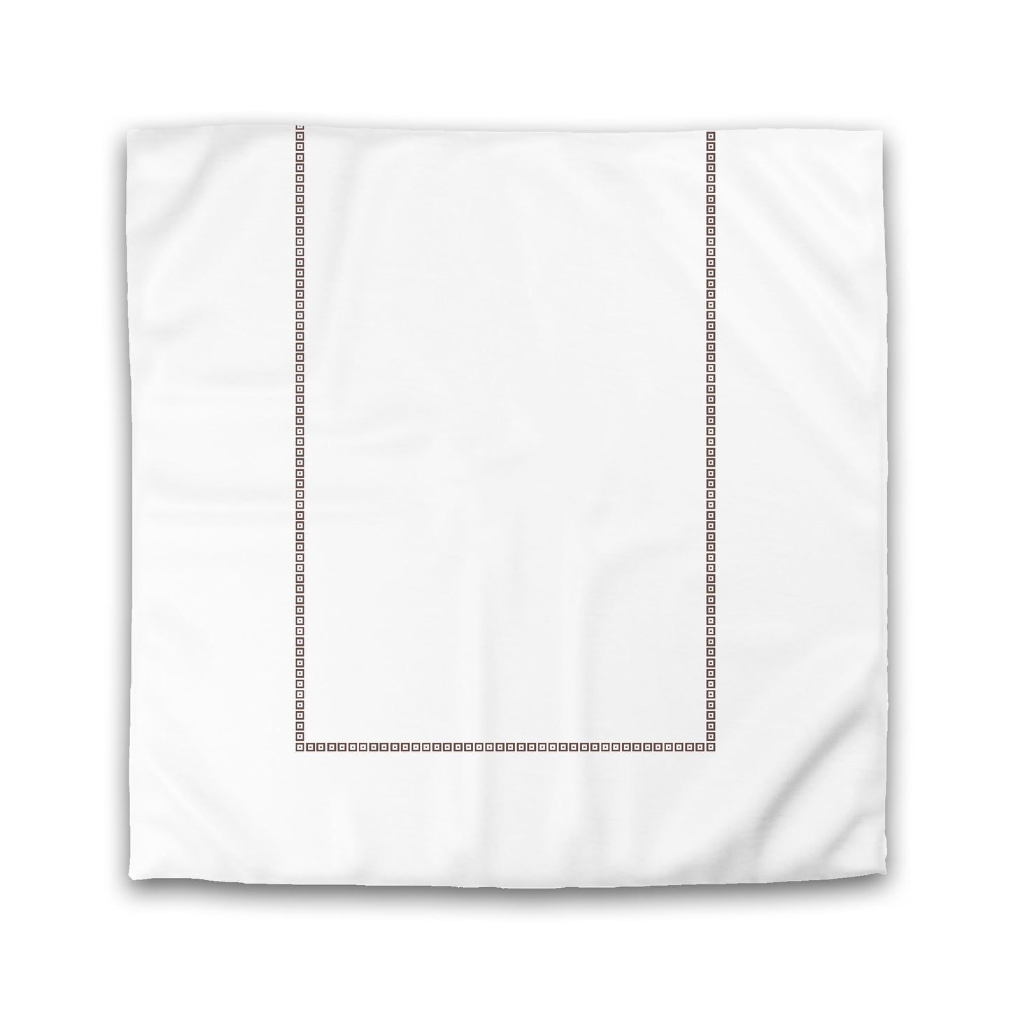 Off-white Cotton Sateen Duvet Cover, Brown Repeating Square Motif Print, Classic Border | CSDU-1161-121