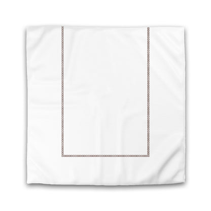Off-white Cotton Sateen Duvet Cover, Brown Repeating Square Motif Print, Classic Border | CSDU-1161-121