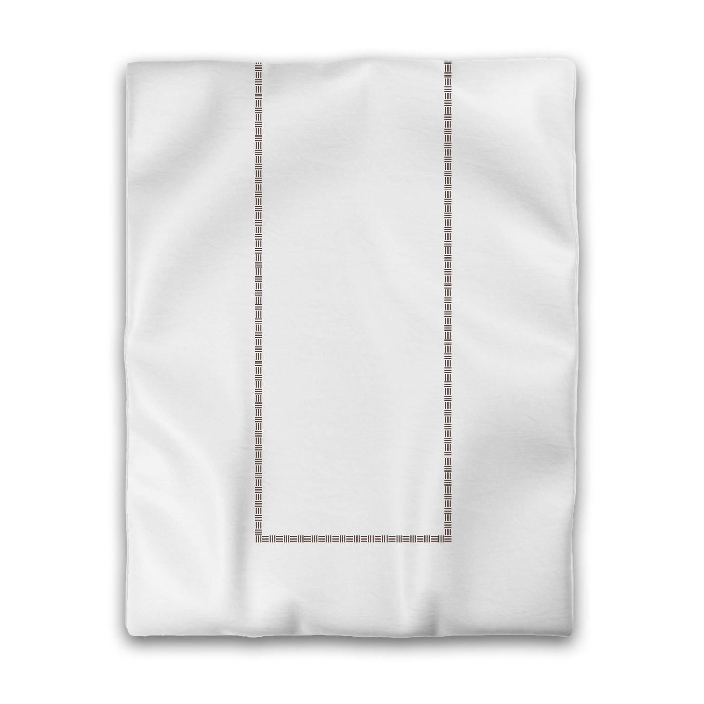 Off-white Cotton Sateen Duvet Cover, Brown Single Weave Motif Print, Classic Border, CSDU-1161-141, Twin - 178 x 229 cm / 70 x 90 inches