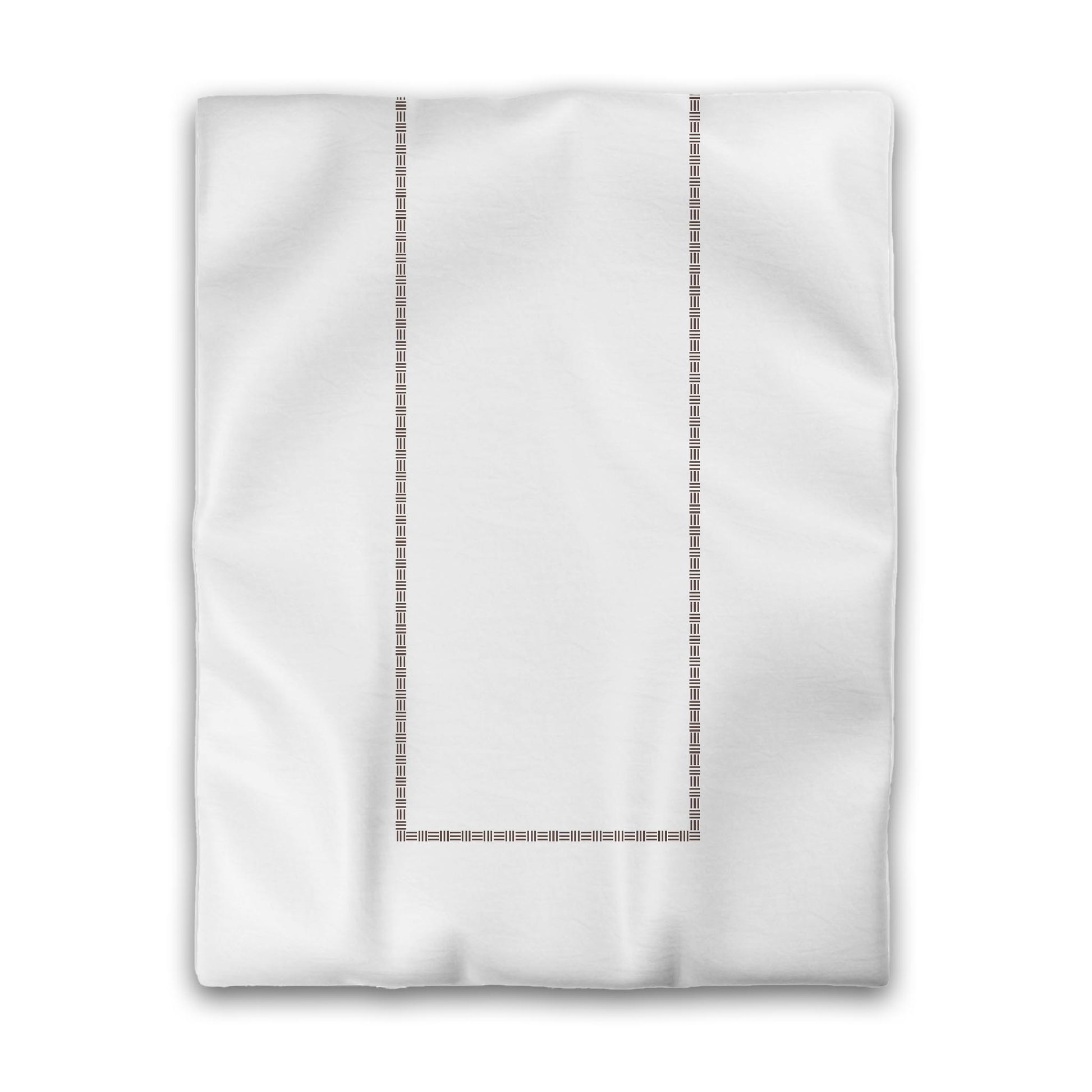 Off-white Cotton Sateen Duvet Cover, Brown Single Weave Motif Print, Classic Border, CSDU-1161-141, Twin - 178 x 229 cm / 70 x 90 inches