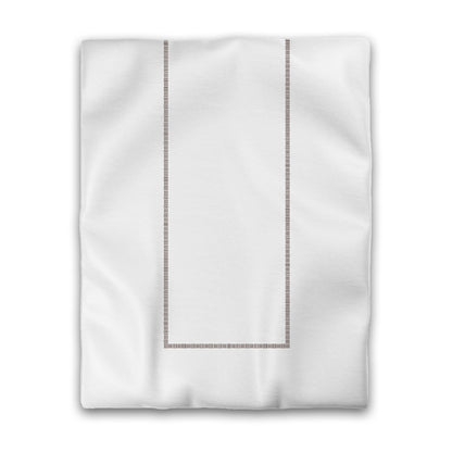 Off-white Cotton Sateen Duvet Cover, Brown Single Weave Motif Print, Classic Border, CSDU-1161-141, Twin - 178 x 229 cm / 70 x 90 inches
