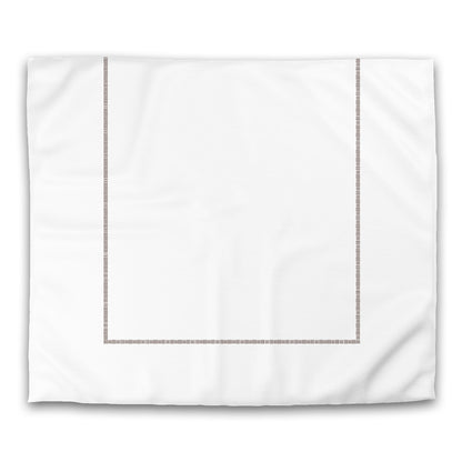 Off-white Cotton Sateen Duvet Cover, Brown Single Weave Motif Print, Classic Border, CSDU-1161-141, King - 269 x  234 cm / 106 x 92 inches