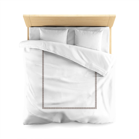 Off-white Cotton Sateen Duvet Cover, Brown Double Weave Motif Print, Classic Border, CSDU-1161-143, Queen - 229 x 229 cm / 90 x 90 inches