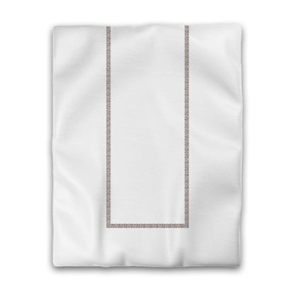 Off-white Cotton Sateen Duvet Cover, Brown Double Weave Motif Print, Classic Border, CSDU-1161-143, Twin - 178 x 229 cm / 70 x 90 inches