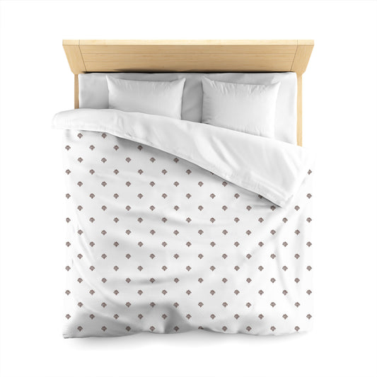 Off-white Cotton Sateen Duvet Cover, Brown Hand-painted Swizzle Motif Print, CSDU-1161-171, Queen - 229 x 229 cm / 90 x 90 inches
