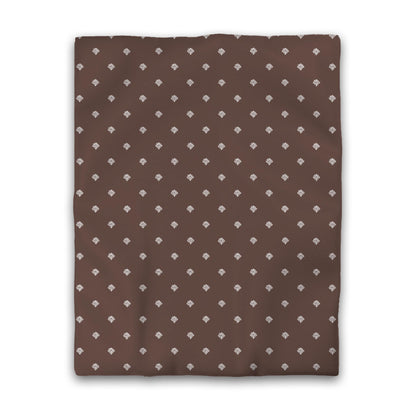 Brown Cotton Sateen Duvet Cover, Off-white Hand-painted Swizzle Motif Print, CSDU-1161-172, Twin - 178 x 229 cm / 70 x 90 inches