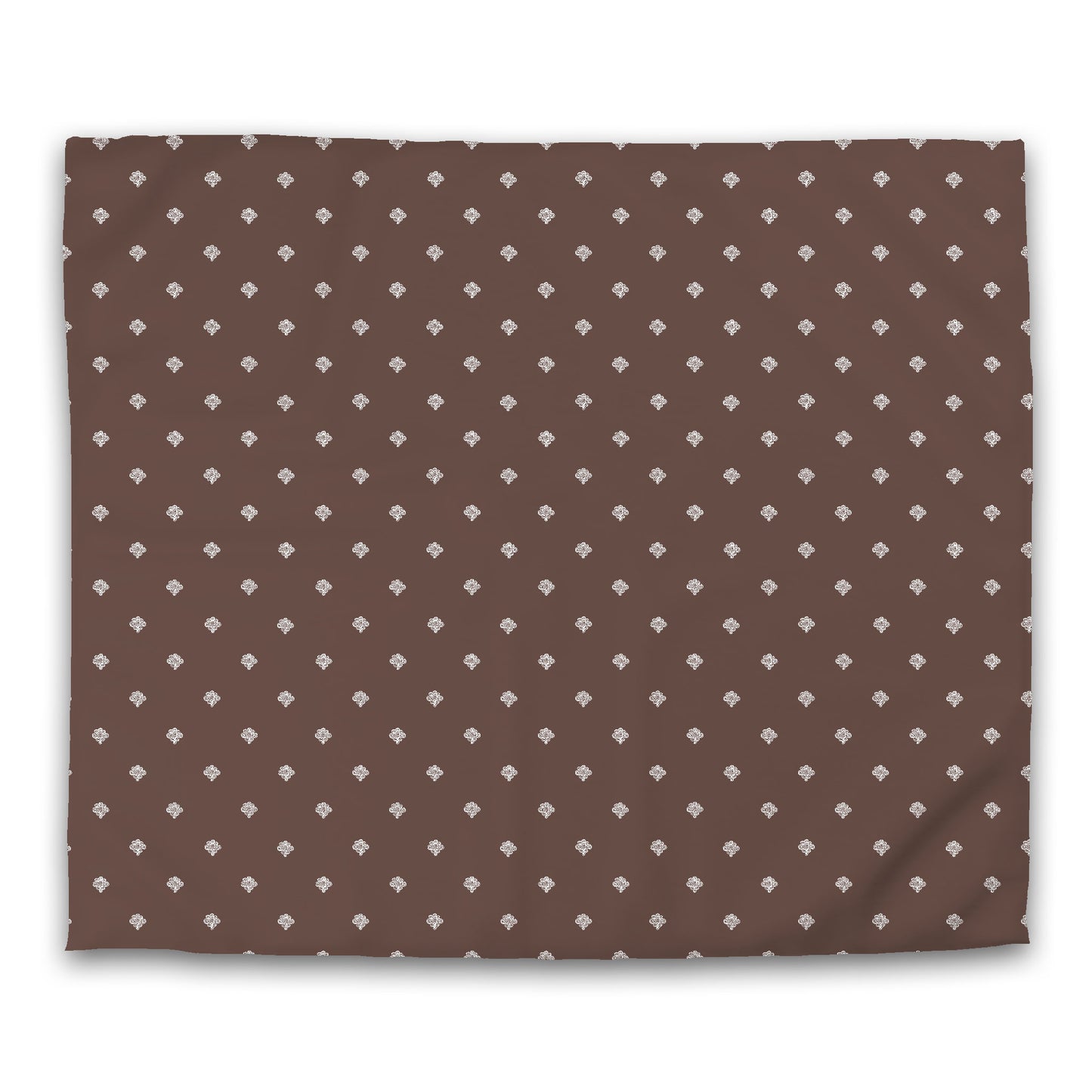 Brown Cotton Sateen Duvet Cover, Off-white Hand-painted Swizzle Motif Print, CSDU-1161-172, King - 269 x  234 cm / 106 x 92 inches