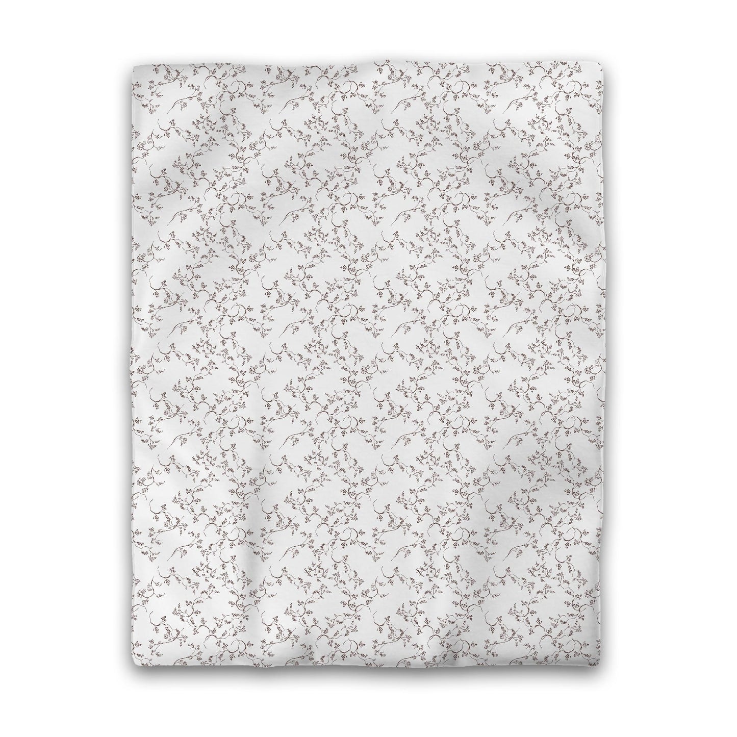 Off-white Cotton Sateen Duvet Cover, Brown Hand-painted Vine Print, CSDU-1161-181, Twin - 178 x 229 cm / 70 x 90 inches