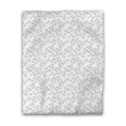 Off-white Cotton Sateen Duvet Cover, Brown Hand-painted Vine Print, CSDU-1161-181, Twin - 178 x 229 cm / 70 x 90 inches