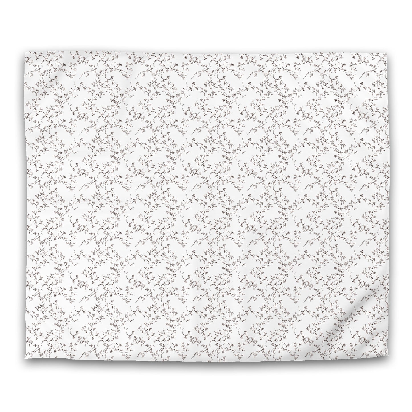 Off-white Cotton Sateen Duvet Cover, Brown Hand-painted Vine Print, CSDU-1161-181, King - 269 x  234 cm / 106 x 92 inches