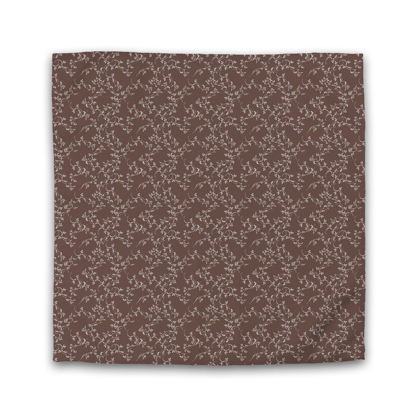 Brown Cotton Sateen Duvet Cover, Off-white Hand-painted Vine Print | CSDU-1161-182