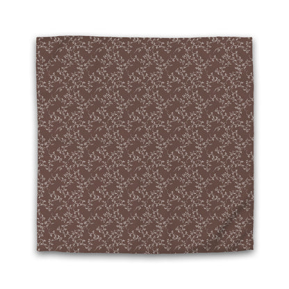 Brown Cotton Sateen Duvet Cover, Off-white Hand-painted Vine Print | CSDU-1161-182