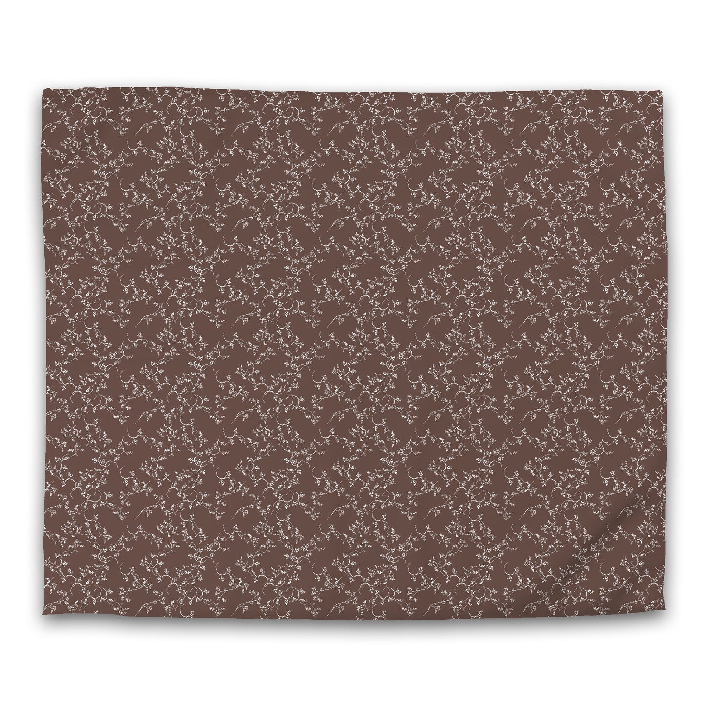 Brown Cotton Sateen Duvet Cover, Off-white Hand-painted Vine Print, CSDU-1161-182, King - 269 x  234 cm / 106 x 92 inches
