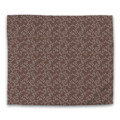 Brown Cotton Sateen Duvet Cover, Off-white Hand-painted Vine Print, CSDU-1161-182, King - 269 x  234 cm / 106 x 92 inches