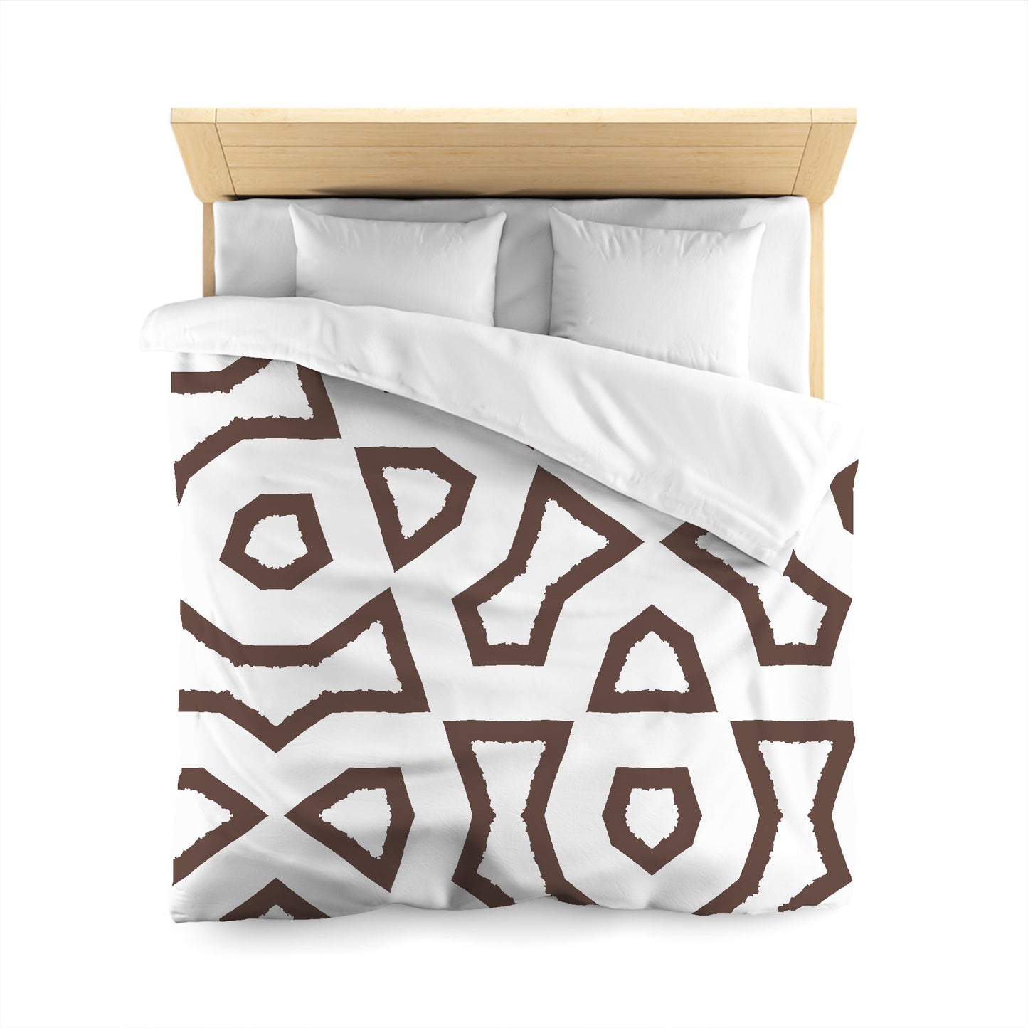 Off-white Cotton Sateen Duvet Cover, Bold Brown Graphic, CSDU-1161-391, Queen - 229 x 229 cm / 90 x 90 inches