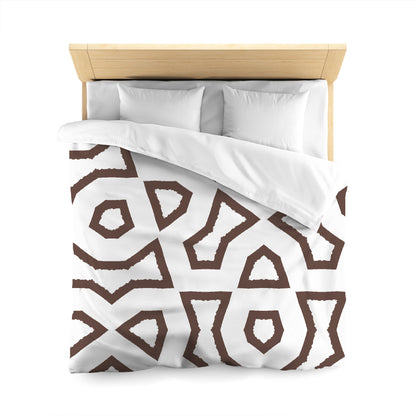 Off-white Cotton Sateen Duvet Cover, Bold Brown Graphic, CSDU-1161-391, Queen - 229 x 229 cm / 90 x 90 inches