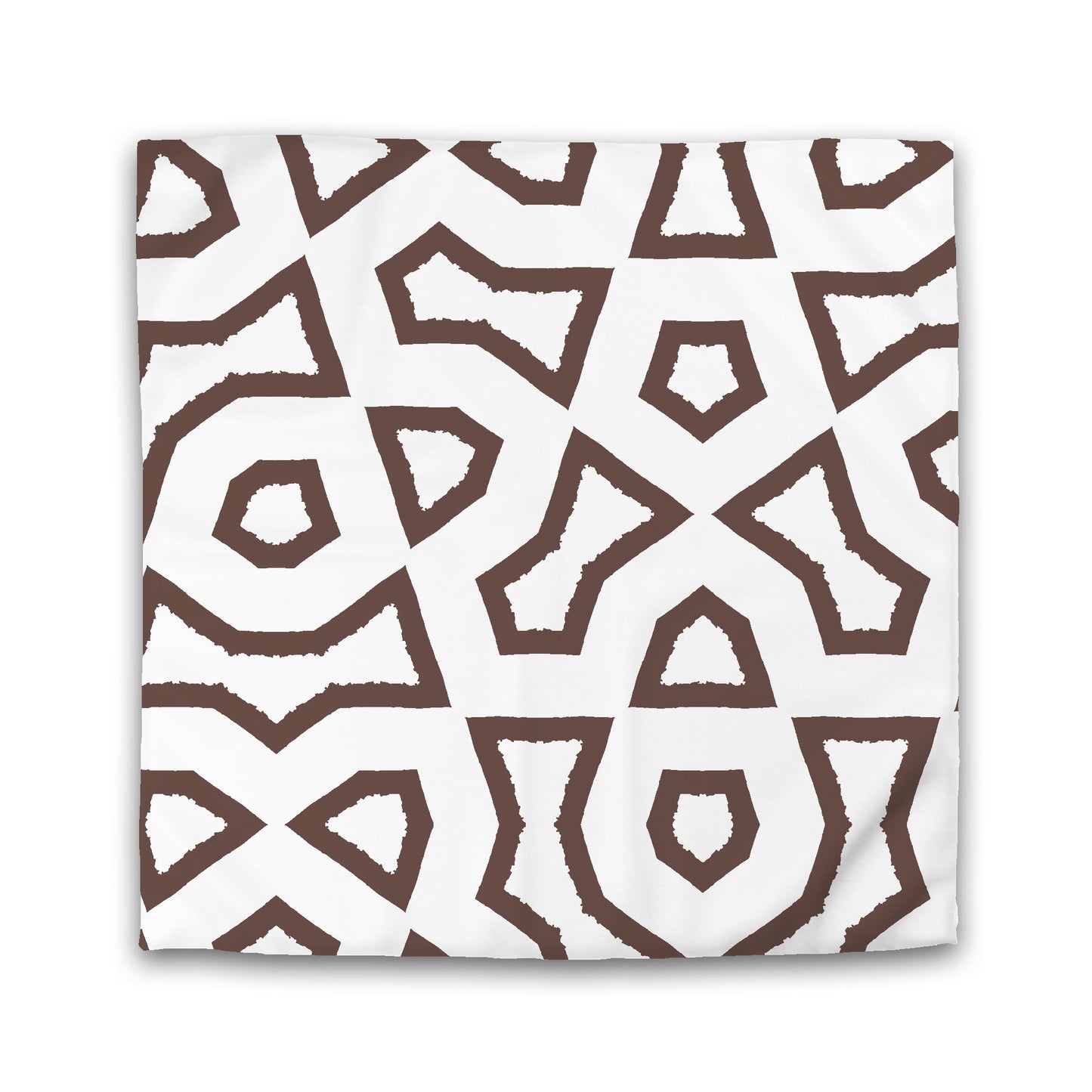Off-white Cotton Sateen Duvet Cover, Bold Brown Graphic | CSDU-1161-391