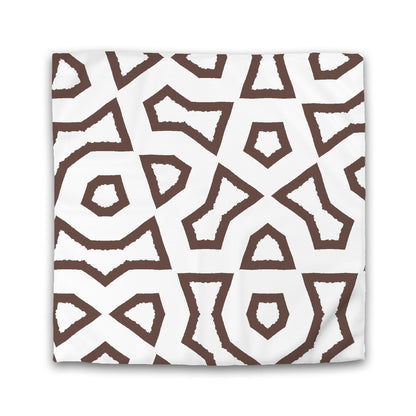 Off-white Cotton Sateen Duvet Cover, Bold Brown Graphic | CSDU-1161-391