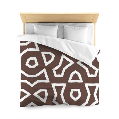 Brown Cotton Sateen Duvet Cover, Bold Off-white Graphic, CSDU-1161-392, Queen - 229 x 229 cm / 90 x 90 inches