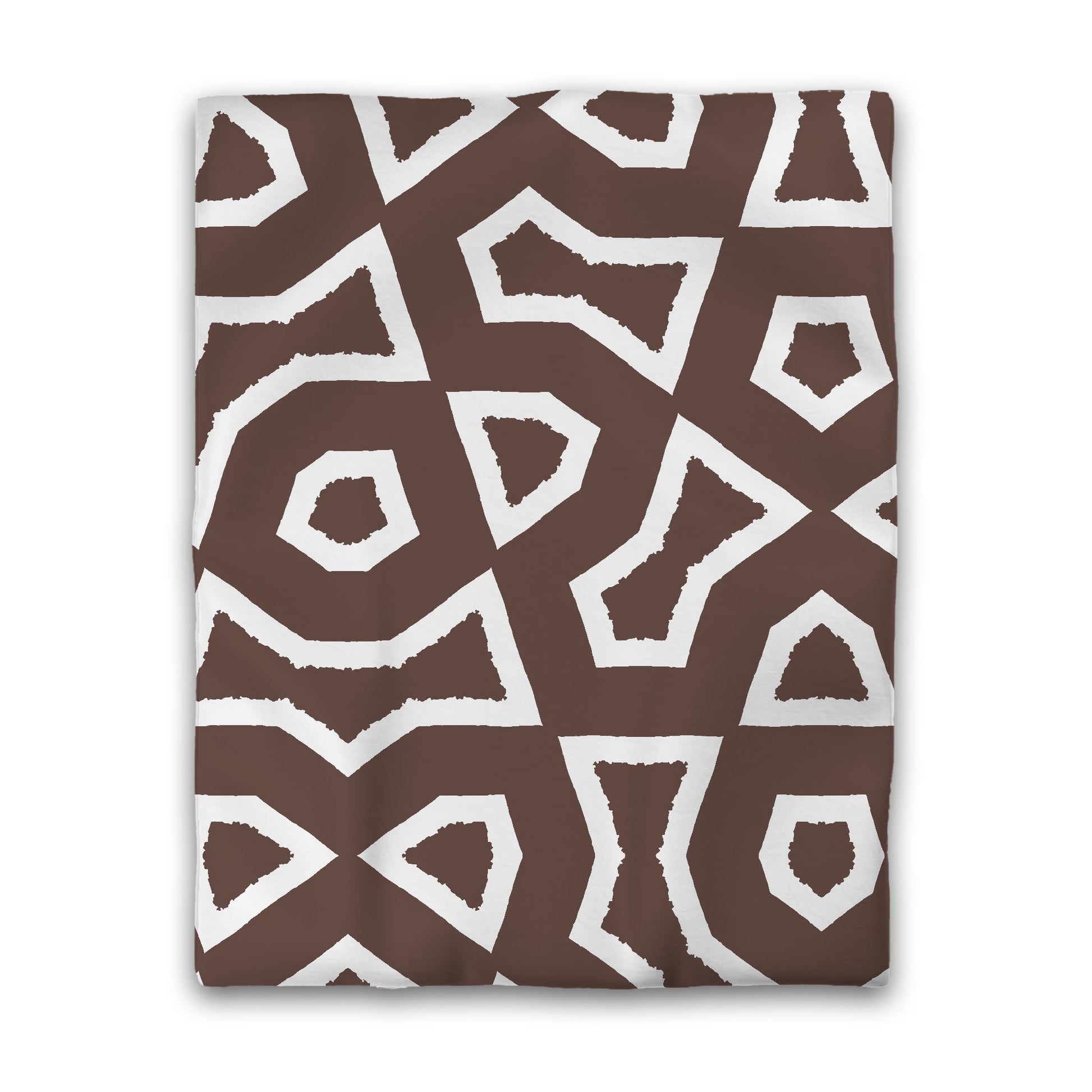 Brown Cotton Sateen Duvet Cover, Bold Off-white Graphic, CSDU-1161-392, Twin - 178 x 229 cm / 70 x 90 inches