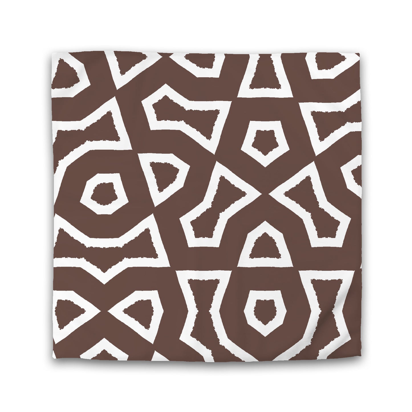 Brown Cotton Sateen Duvet Cover, Bold Off-white Graphic | CSDU-1161-392