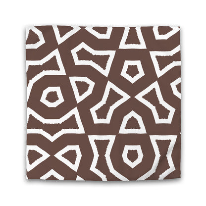Brown Cotton Sateen Duvet Cover, Bold Off-white Graphic | CSDU-1161-392