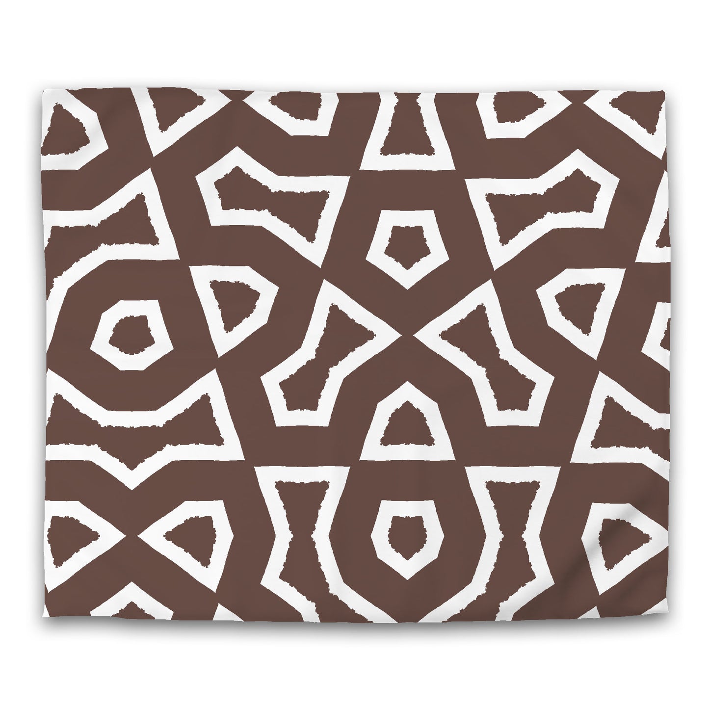 Brown Cotton Sateen Duvet Cover, Bold Off-white Graphic, CSDU-1161-392, King - 269 x  234 cm / 106 x 92 inches