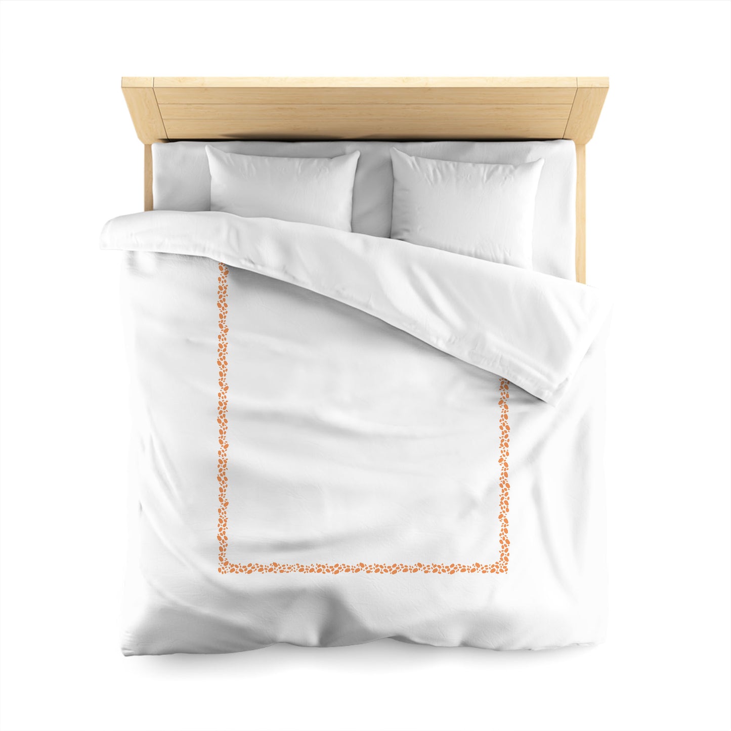 Off-white Cotton Sateen Duvet Cover, Orange Hand-painted Dab Motif Print, Classic Border, CSDU-1181-091, Queen - 229 x 229 cm / 90 x 90 inches