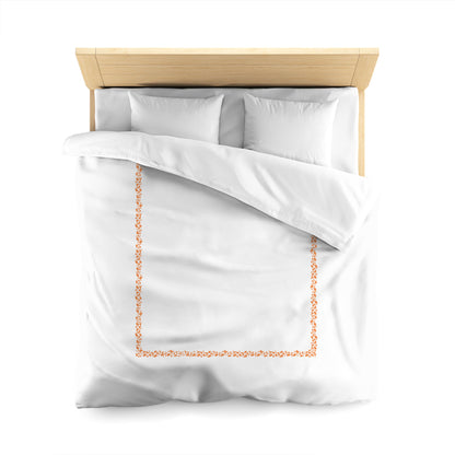 Off-white Cotton Sateen Duvet Cover, Orange Hand-painted Dab Motif Print, Classic Border, CSDU-1181-091, Queen - 229 x 229 cm / 90 x 90 inches