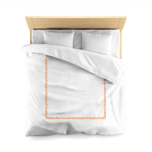 Off-white Cotton Sateen Duvet Cover, Orange Hand-painted Dab Motif Print, Classic Border, CSDU-1181-091, Queen - 229 x 229 cm / 90 x 90 inches