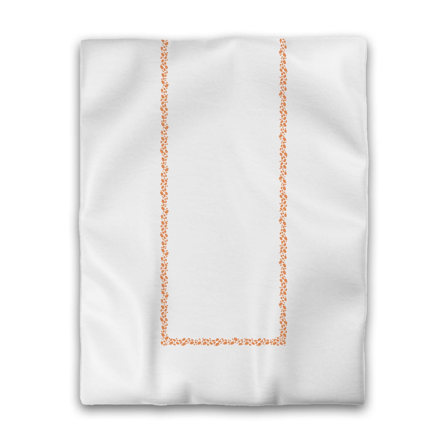 Off-white Cotton Sateen Duvet Cover, Orange Hand-painted Dab Motif Print, Classic Border, CSDU-1181-091, Twin - 178 x 229 cm / 70 x 90 inches