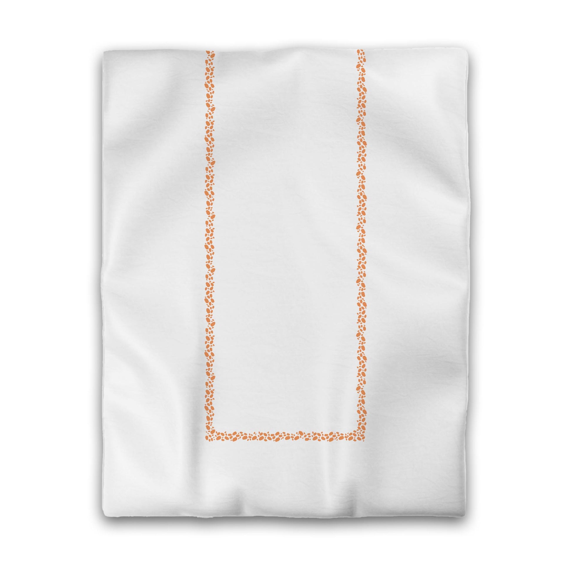 Off-white Cotton Sateen Duvet Cover, Orange Hand-painted Dab Motif Print, Classic Border, CSDU-1181-091, Twin - 178 x 229 cm / 70 x 90 inches