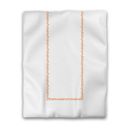Off-white Cotton Sateen Duvet Cover, Orange Hand-painted Dab Motif Print, Classic Border, CSDU-1181-091, Twin - 178 x 229 cm / 70 x 90 inches