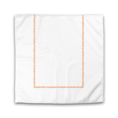 Off-white Cotton Sateen Duvet Cover, Orange Hand-painted Dab Motif Print, Classic Border | CSDU-1181-091